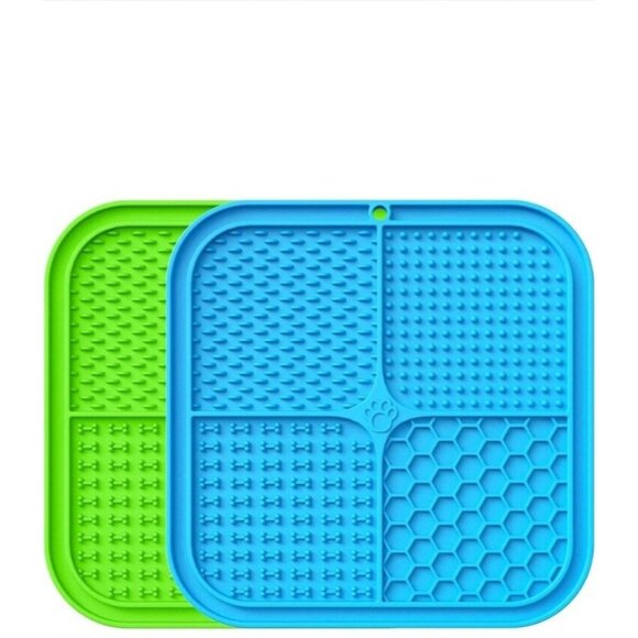 Dog Licking Mats 2pc Set Slow Feeder Lick Pads Suction Cup Base For Grooming Etc - Picture 1 of 6